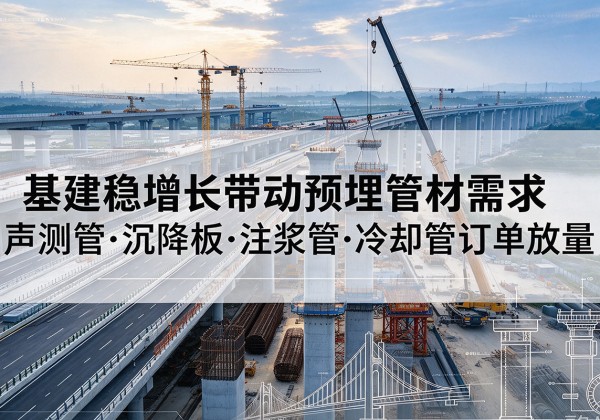 黄岩基建稳增长带动预埋监测管材需求，声测管、沉降板、注浆管订单持续放量